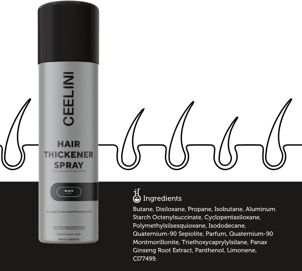 Ceelini sprej za gustu kosu sa keratinskim vlaknima - prirodan volumen i pun izgled za 15 sekundi (100 ml)