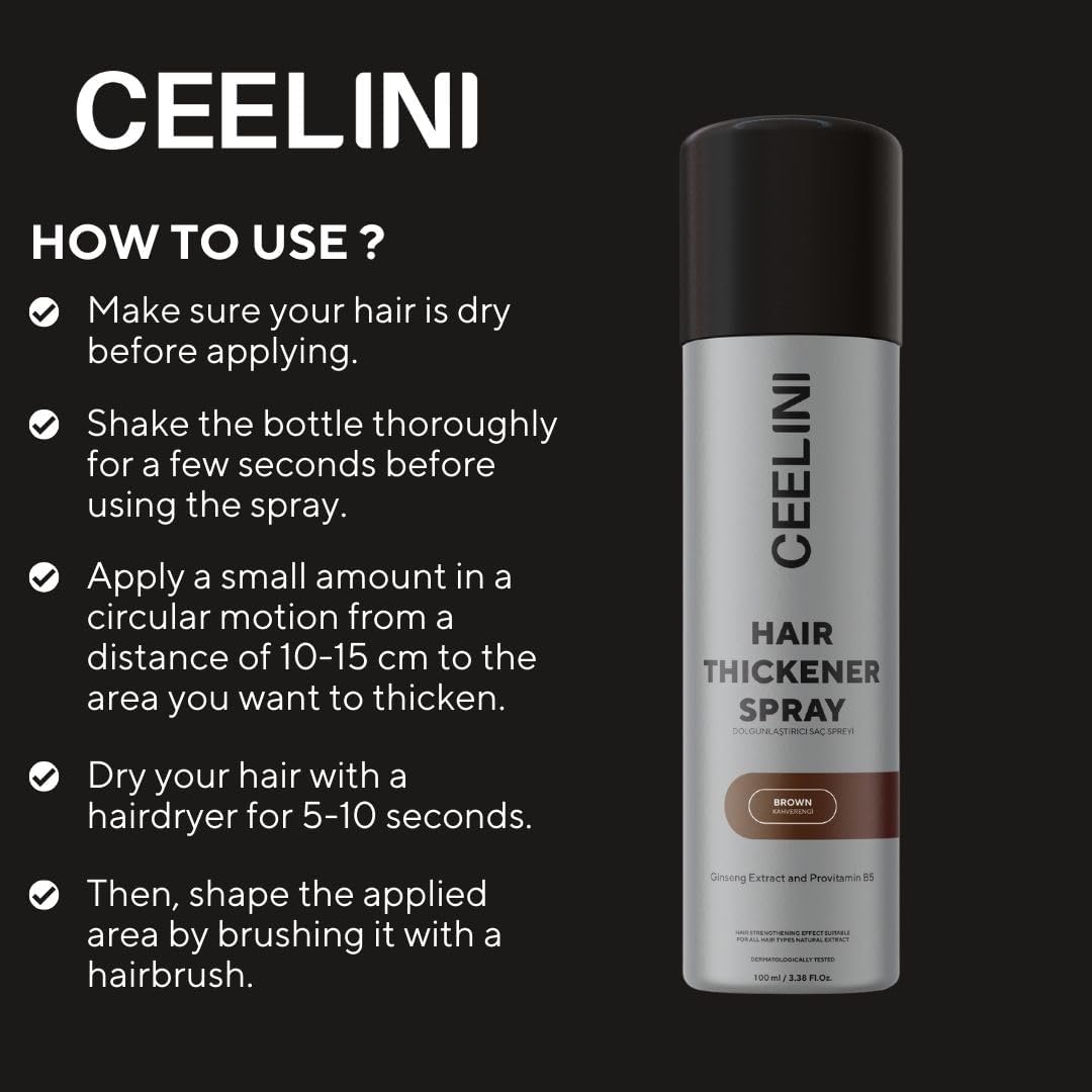 Ceelini sprej za gustu kosu sa keratinskim vlaknima - prirodan volumen i pun izgled za 15 sekundi (100 ml)